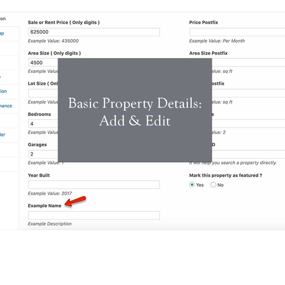 Basic Property Details: Add & Edit banner